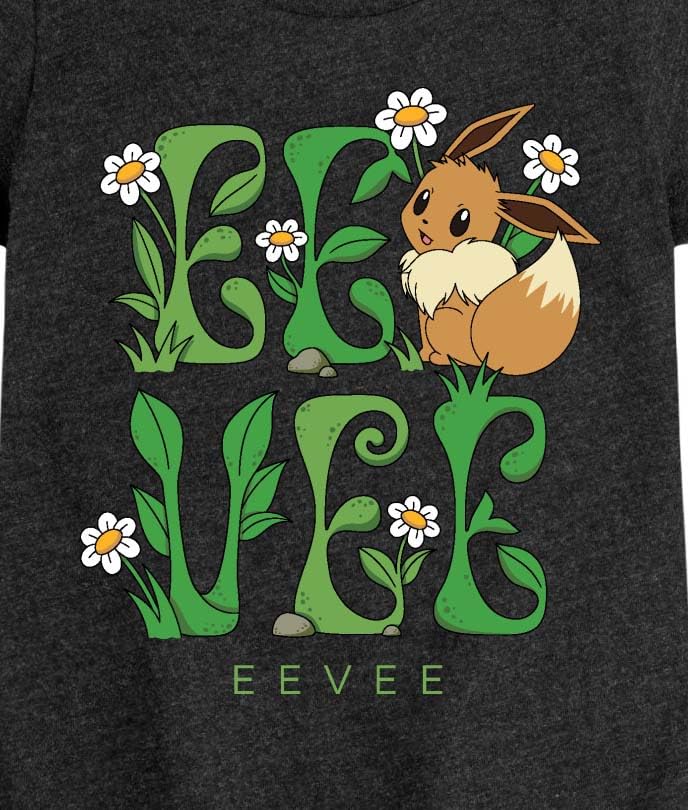 Pokémon - Eevee Floral Name - Girls Fitted Short Sleeve Graphic T-Shirt3