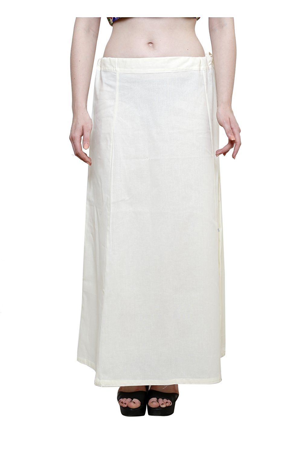 Craftstribe Women's Off-White Pure Cotton Saree Petticoat Inskirt Underskirt Indian Sari Innerwear Skirt