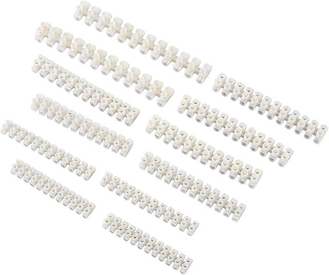 Litorange 12 Pack Clear Electrical Terminal Blocks 6 Sizes 3A 5A 10A 15A 20A 30A, Screw Terminal Block Dual Rows 12 Position Wire Connector
