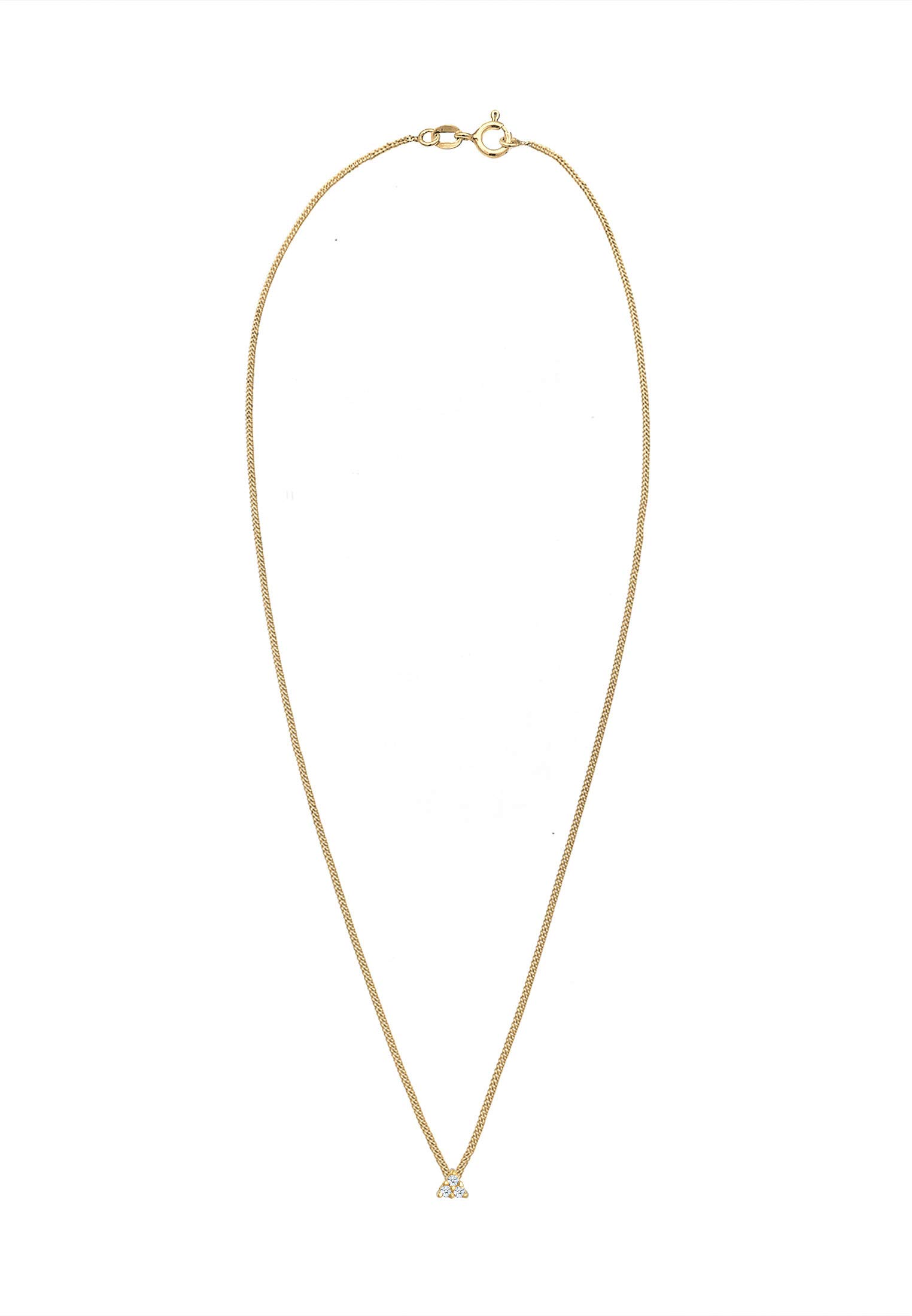 Elli DIAMONDS Halskette Damen Panzerkette Dreieck mit Diamant (0.045 ct) in 585 Gelbgold