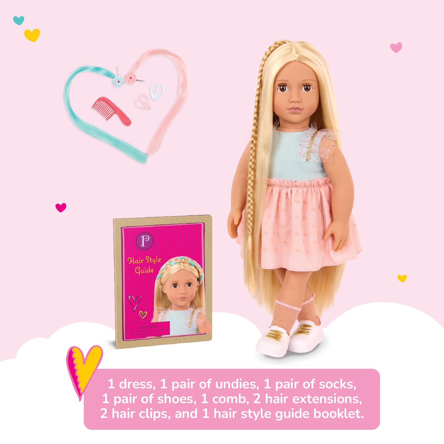 Our Generation - Muñeca de crecimiento de cabello de 18 pulgadas, ojos marrones realistas y cabello rubio ultra largo, trenzas extensibles y accesorios de peinado - Juego de simulación - Amapola desde