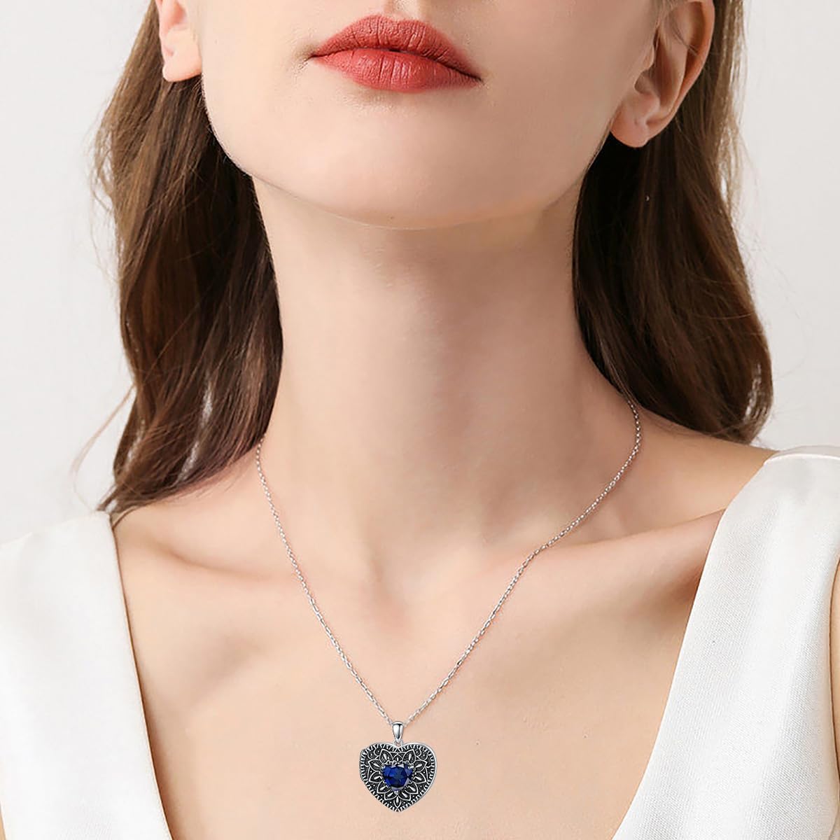 Heart Photo Locket Necklace 925 Sterling Silver Birthstone Gemstone That Holds 2 Pictures Locket Necklace Jewelry Gifts for Mother Women Mom Mother's Day Christmas Birthday