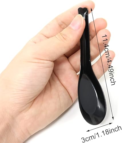 Miniatura 2 de Honbay 60 cucharas de sopa de plástico desechables, cuchara blanca translúcida, cucharas de sopa asiáticas para natillas de huevo, pudín, avena,