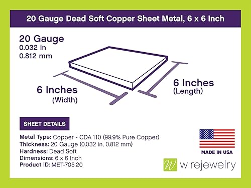 Miniatura 3 de WireJewelry Chapa de cobre suave muerto calibre 20 0.032 - 6x6 pulgadas