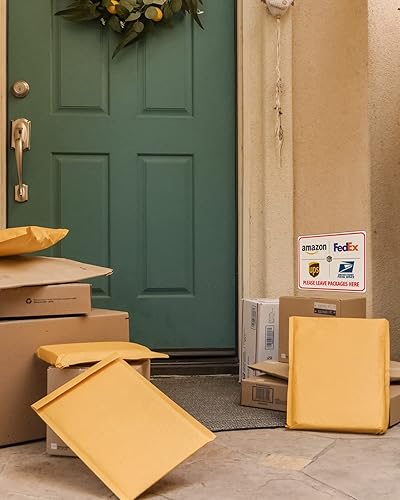 Miniatura 5 de ALKB Cartel de entrega de paquete de aluminio libre de óxido para uso en exteriores, 8 x 12 pulgadas, "Please Leave Package Here" para porche o