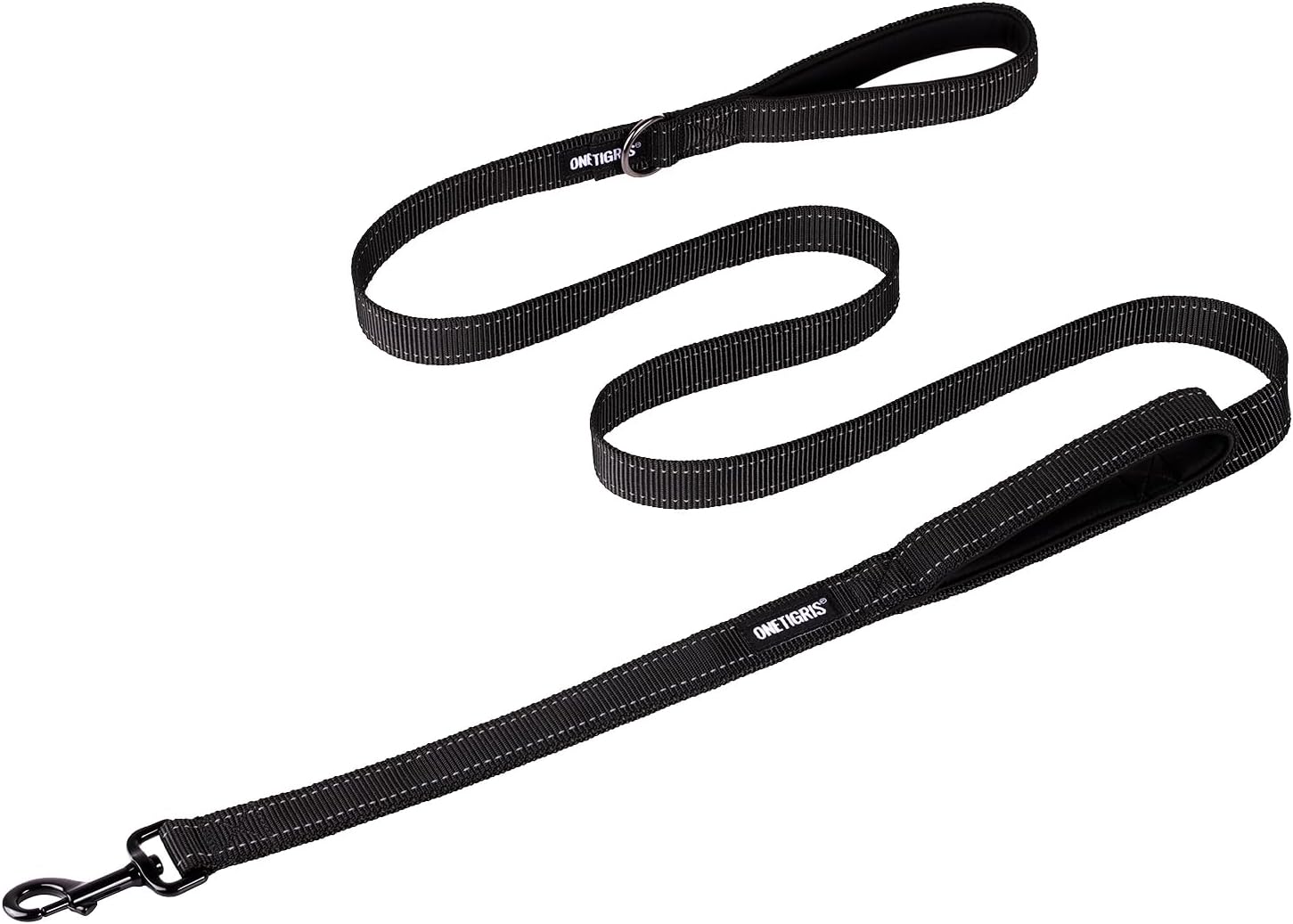 OneTigris Handled No-Pull Dog Walking Leash Long Traffic Leads for Medium to Large Dogs (Black, 4FT)