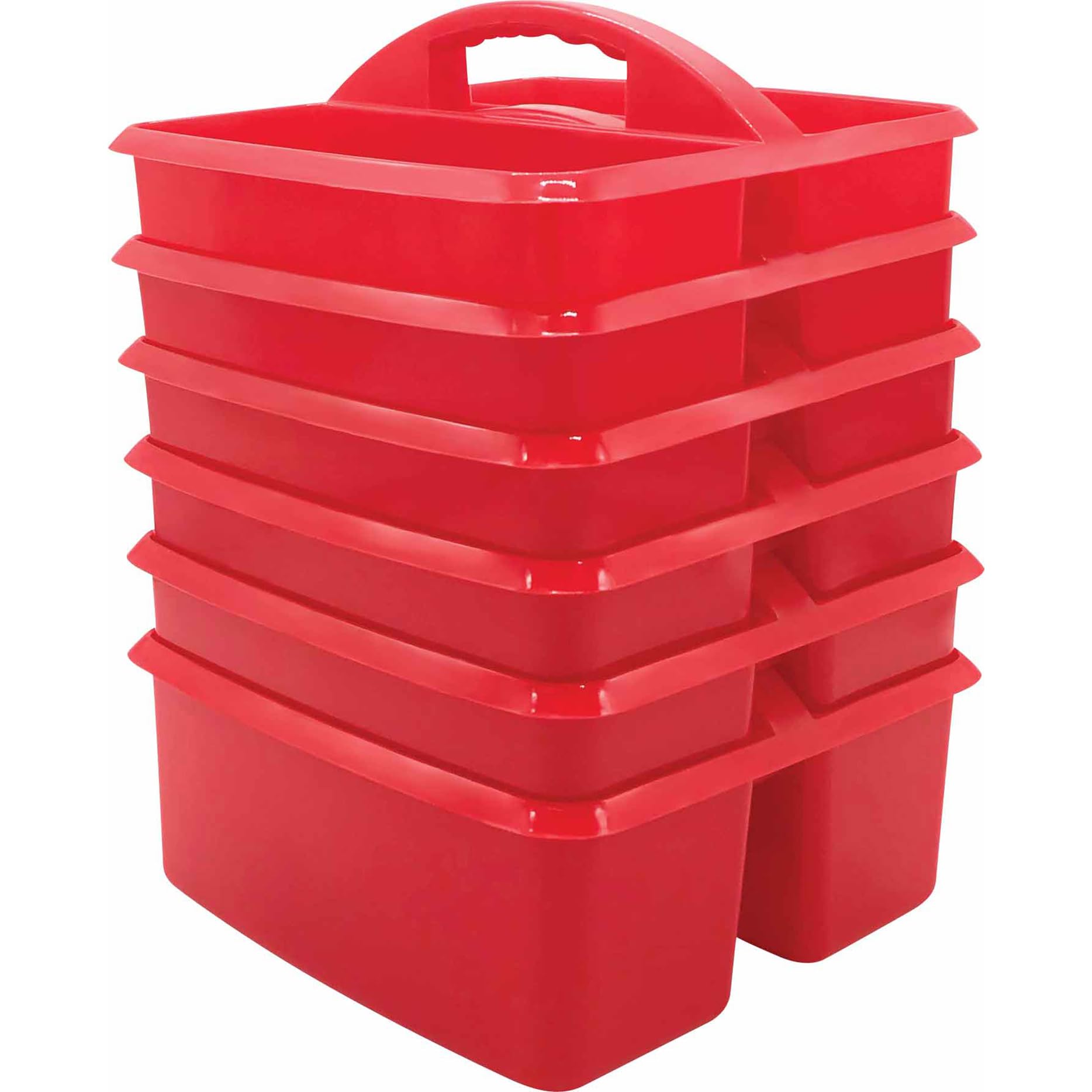 Panier de rangement plastique rouge en lot de 6 pour organiser l'atelier et la salle de jeux