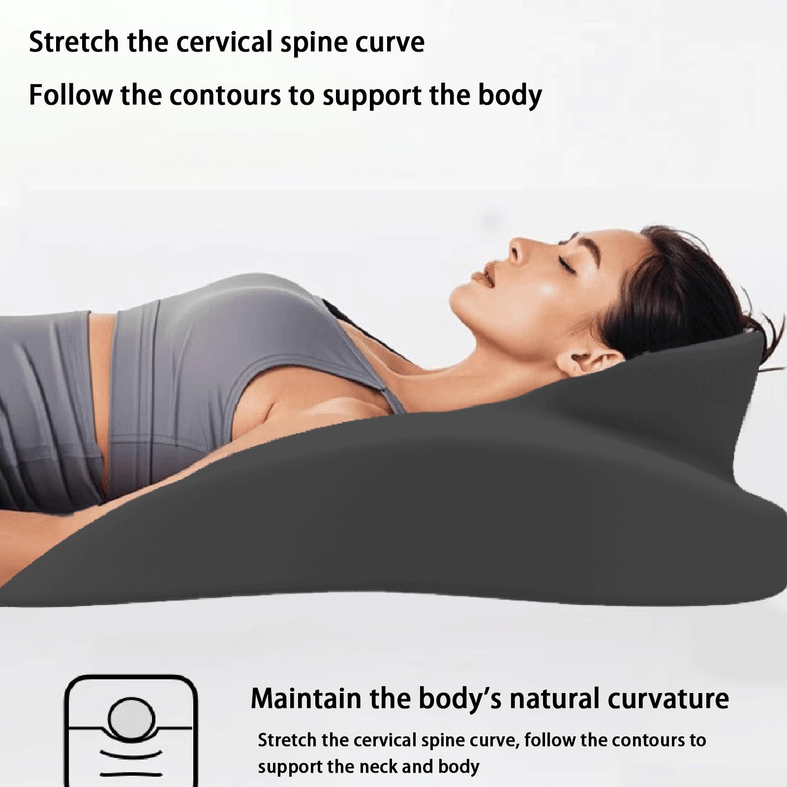Ergonomiczna Poduszka Z Pianki Memory Do Leżenia Na Brzuchu, Sweet Spot Pillow Z Podparciem Szyi I Lędźwi, Idealna Do Czytania, Relaksu I Pozycji Pronej,Dark gray-60x40x22cm