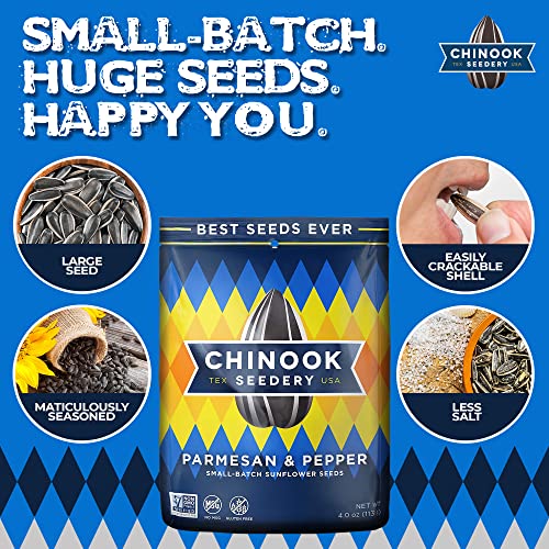 Chinook Seedery Roasted Sunflower Seeds - Jumbo Seeds Keto Snacks - Best For Snack Packs - Gluten Free, Non GMO Snack Food Gifts - 4 Ounce (Pack of 3) - Parmesan & Pepper Flavor Pack - Thumbnail 4