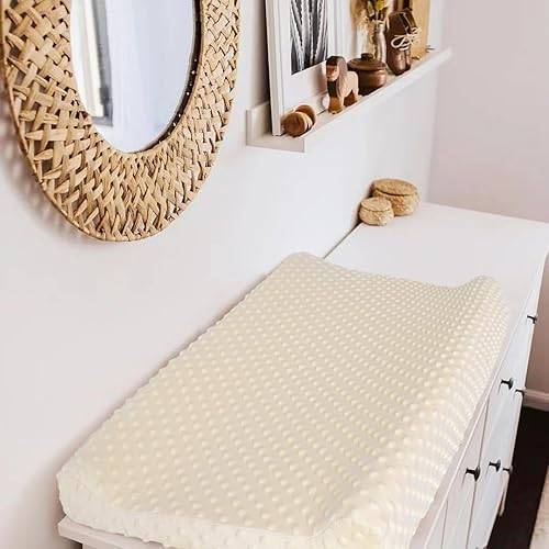Miniatura 5 de Owlowla Funda para cambiador, sábanas suaves de punto minky para cambiador para bebé niño y niña (crema)