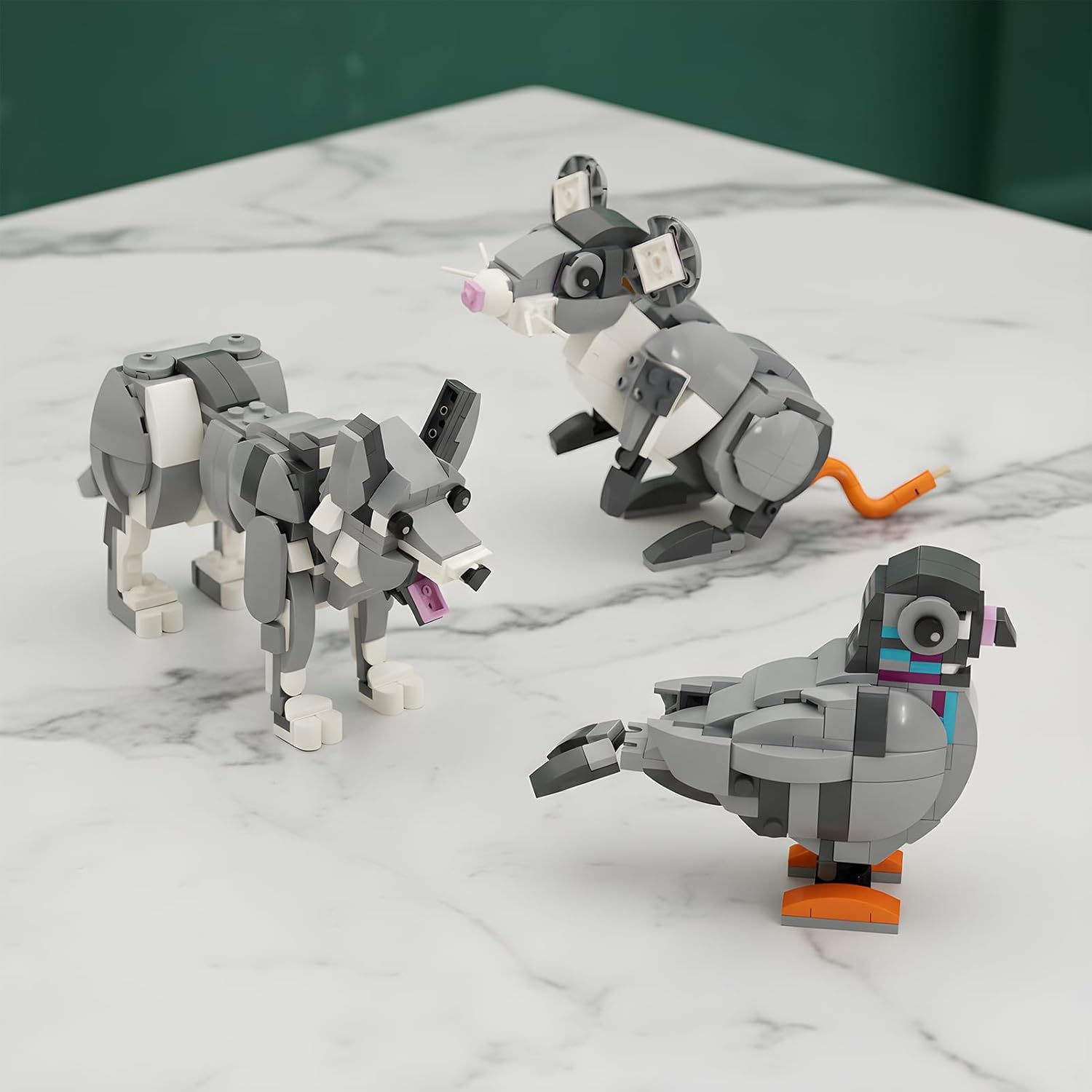 3 in 1 Animal Building Set, Compatible with Lego 630 Accessory, Pigeon, Wolf & Mouse, Build 3 Animal in 1 Set, Gift for Birthday, 328Pcs