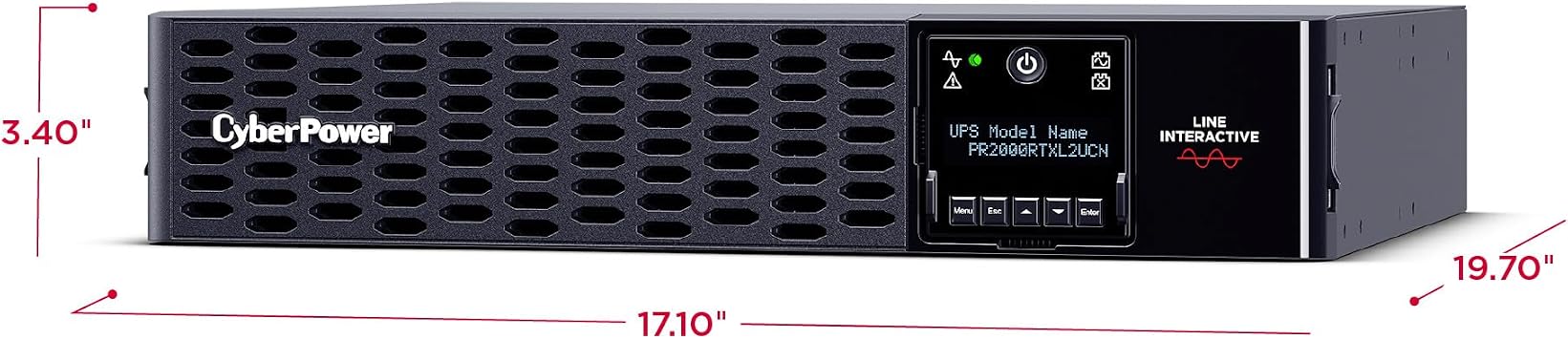 CyberPower PR2000RTXL2UCN Smart App Sinewave UPS System, 2000VA/2000W, 8 Outlets, 2U Rack/Tower, Pre-Installed RMCARD205, Built-in Cloud Monitoring, EBM Option