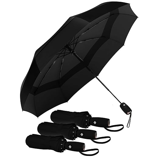 REPEL Windproof Travel Umbrella - Compact & Withstands Winds up to 85MPH , Strongest Premium Auto Folding Umbrella for Rain and Sun - Durable, Light & Portable for Women & Men , Fits Backpack & Cars