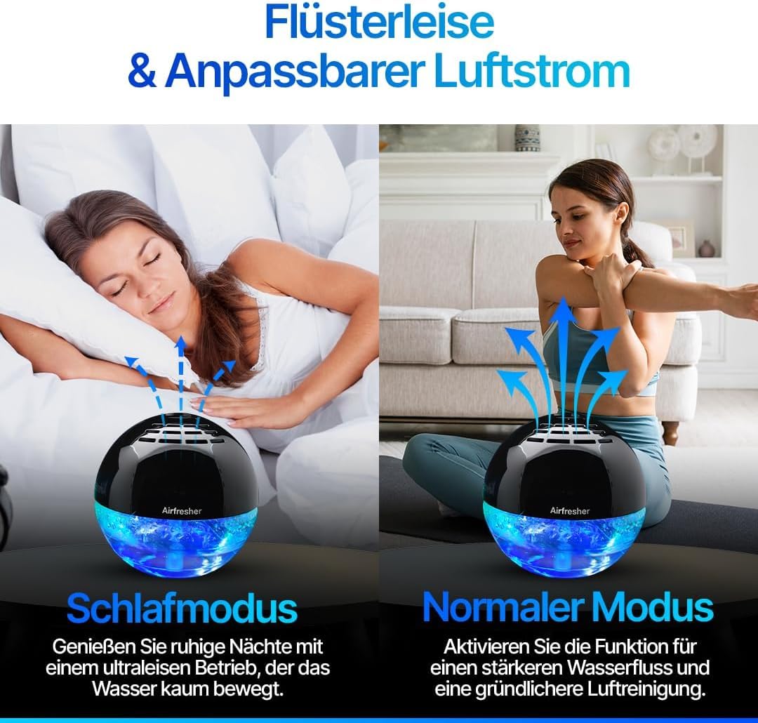 Aspira LURA Lufterfrischer mit Ionisator mit Eukalyptus Öl, Airfresher Bowl Duftzerstäuber für bis zu 200 m², Raumduftgerät ohne Farbstoffe, für Wohnzimmer, Büro und frische Raumluft