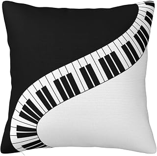 Music Piano Keys Pattern Pillowcase Novely Throw Pillow Cover Square Cushion Cover for Home Sofa Bedroom
