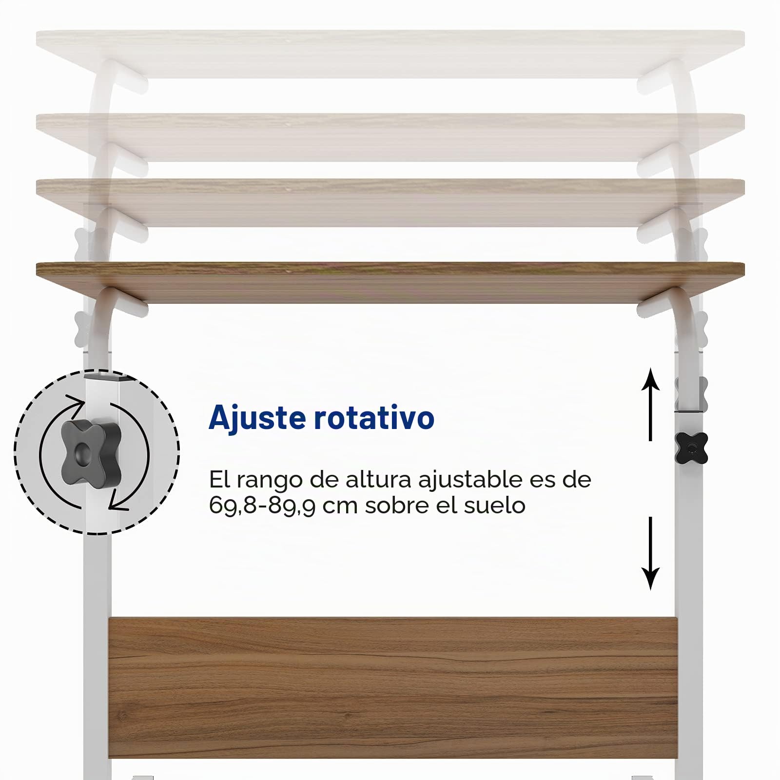 soges Mesas para Ordenador 80 x 40 cm Mesa Móvil de Ordenador Portatil con Ruedas, Sofá Mesa, Mesas de Centro