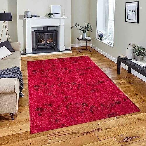 renoazul® Geometric Large Area Rugs With Jute Backing, 200x290 Cm, Havana Black Red, Medium Pile Washable Carpet For Living And Dining Room.