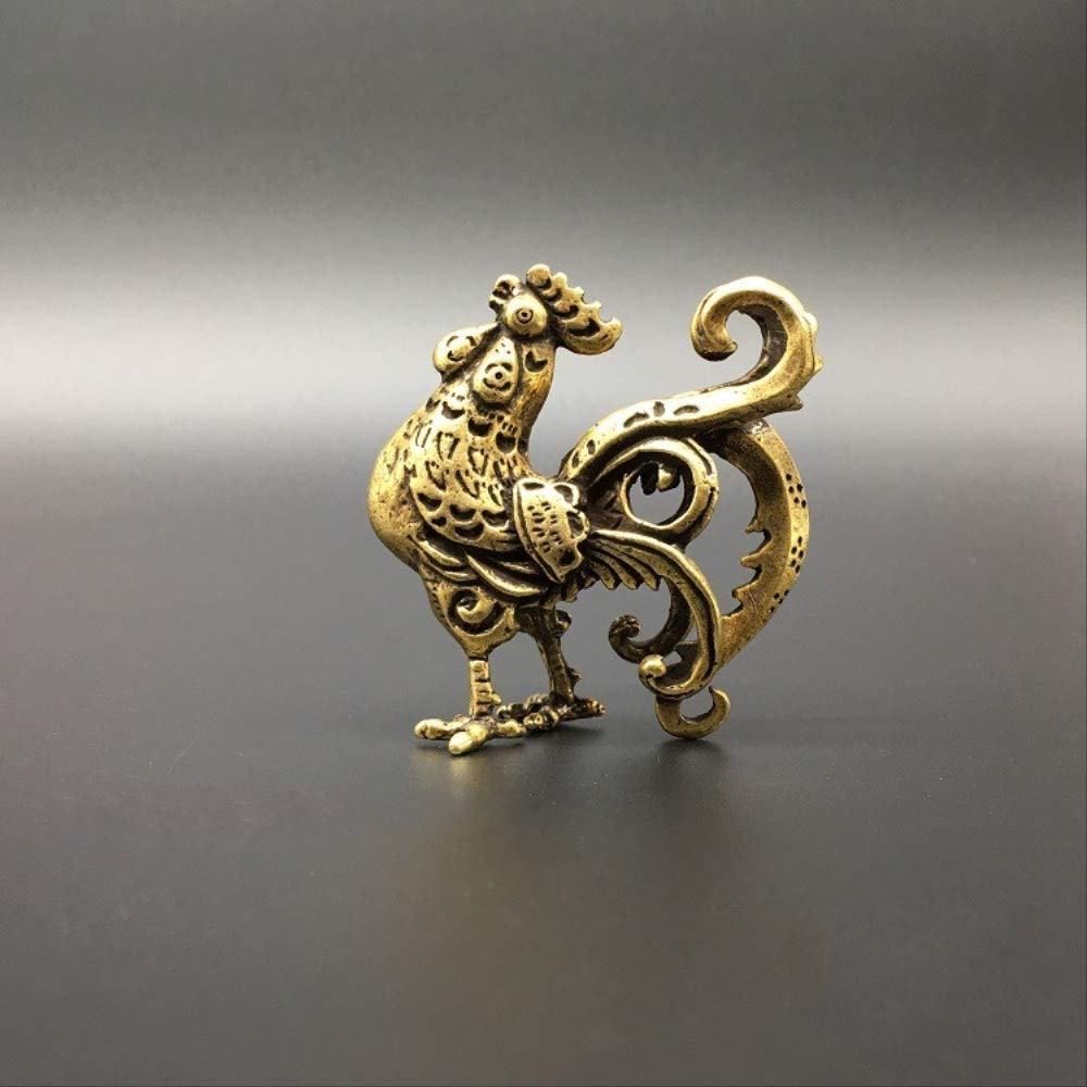 Coq laiton sculpté Koliyn petite statue déco sans défaut
