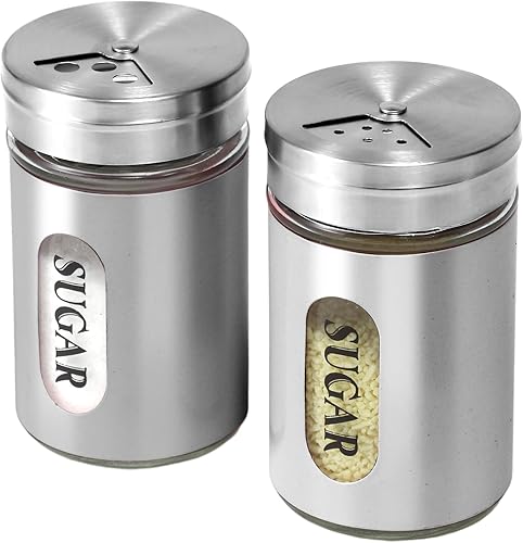 Miniatura 12 de Espolvoreador de Azúcar de Acero Inoxidable y Vidrio con Agujeros de Vertido Ajustables Espolvoreador de Canela Para Barra de Café, juego de 2
