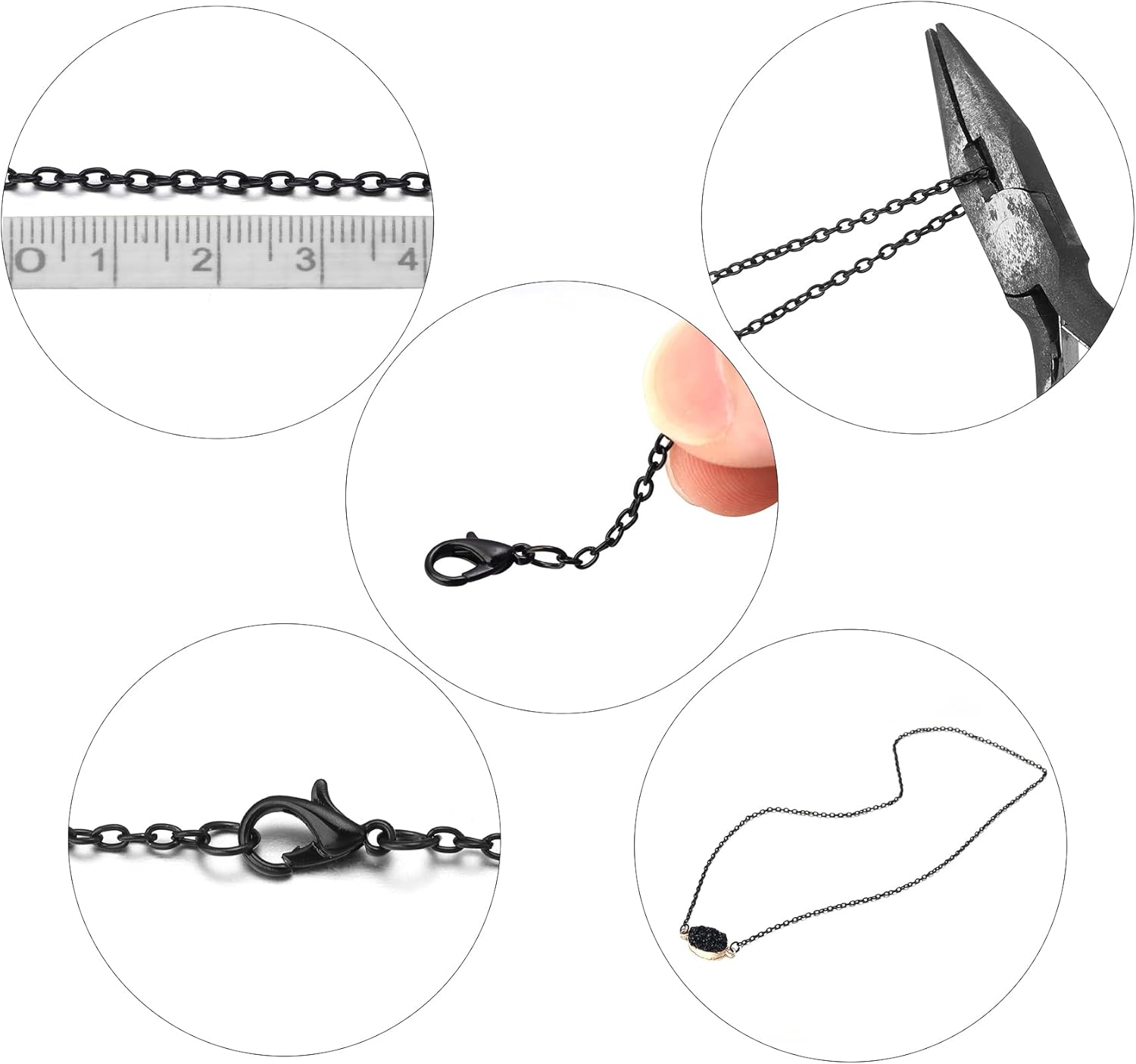 Forise 30 Feet Cable Chain Necklace 2mm Cable Links Chain for DIY Jewelry Making,Necklace Chains Set with 20Pcs Lobster Clasps 50Pcs Jump Rings - Image 3