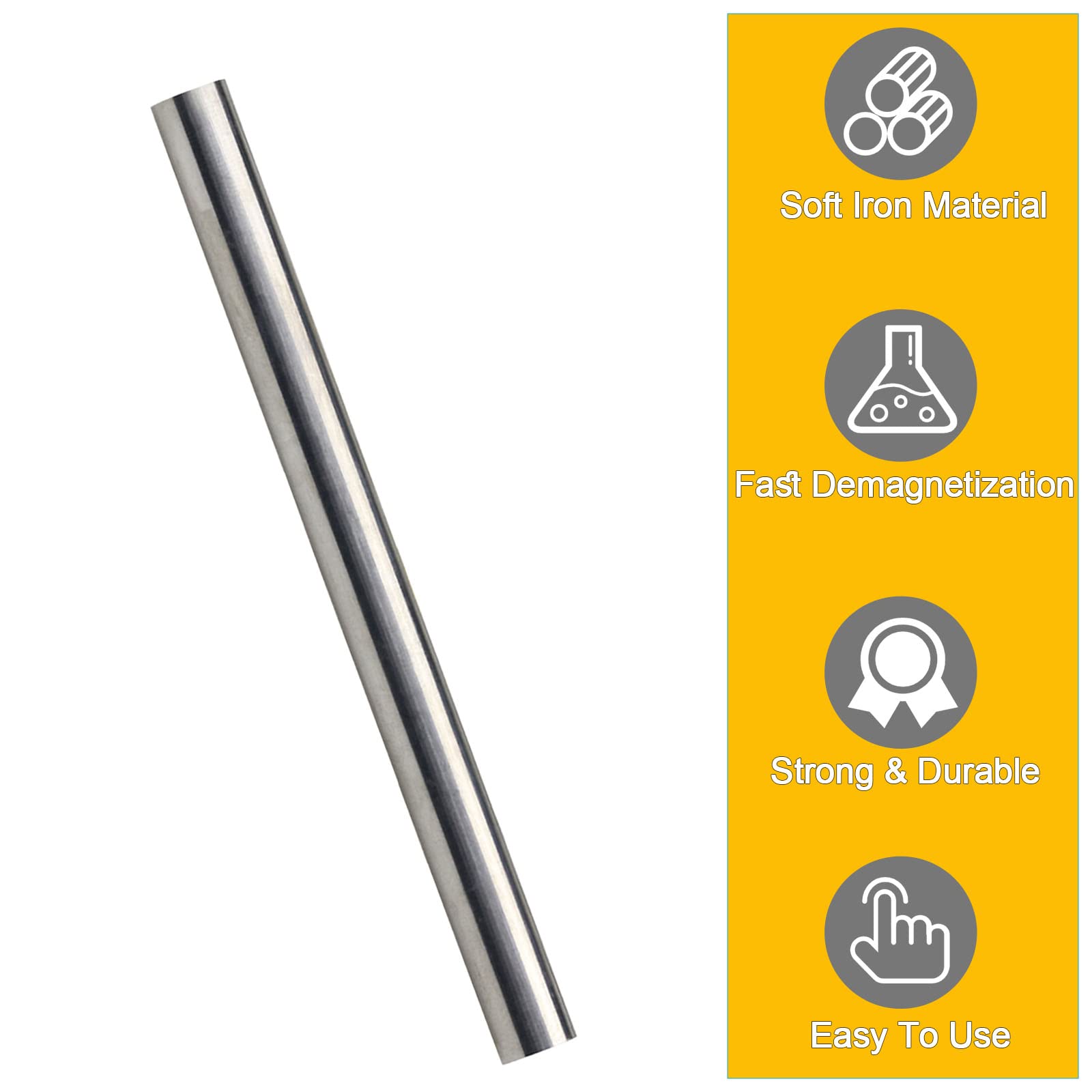 Varilla de hierro suave, varilla de hierro de alta pureza, núcleo ideal para hacer electroimanes, 0.5 pulgadas de diámetro, 6 pulgadas de largo