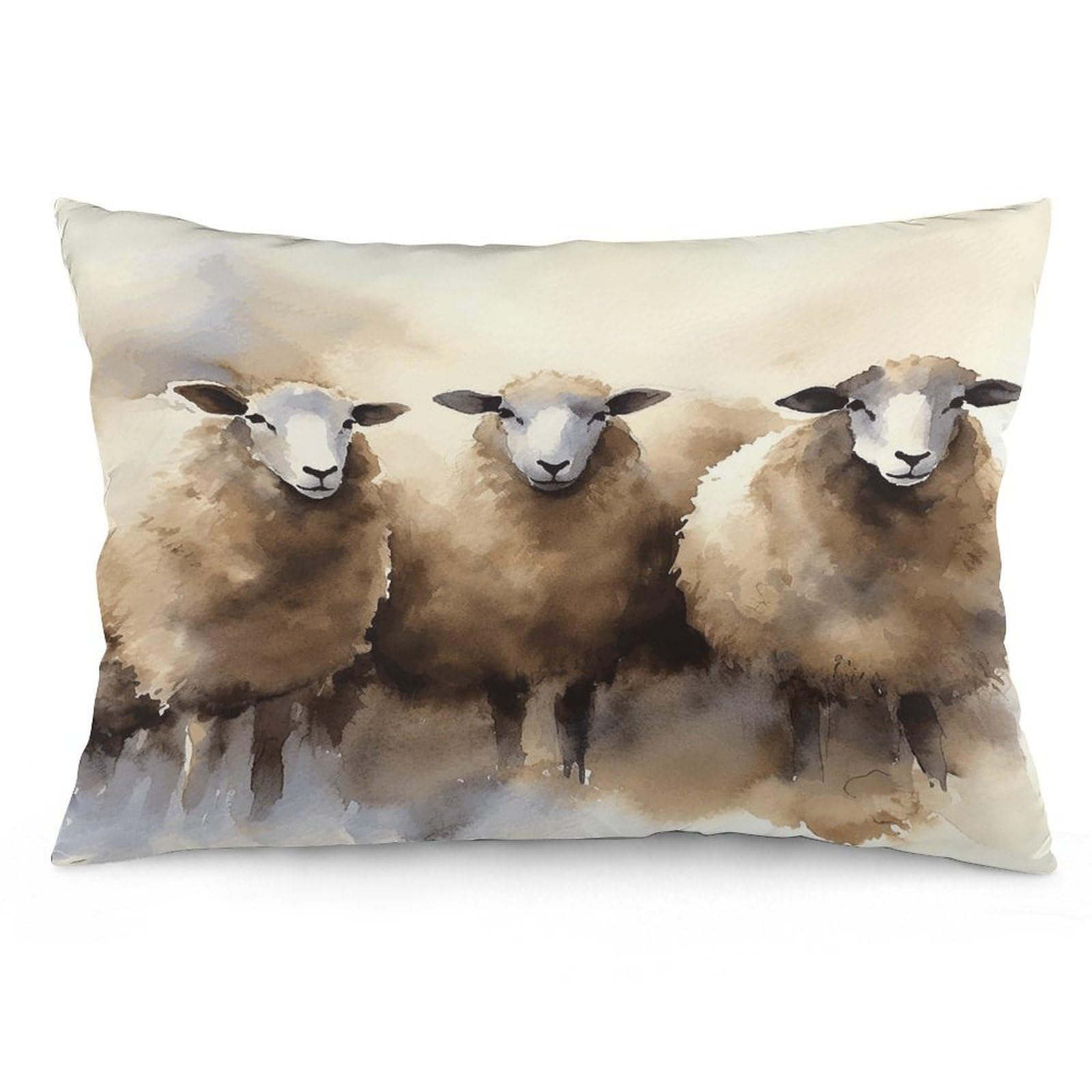 Sheeps Watercolor Throw Pillow Cover Soft Lumbar Pillow Covers with Zipper Breathable Rectangular Cushion Case Polyester Pillow Case Decorative Body Pillow Cover for Couch Bed