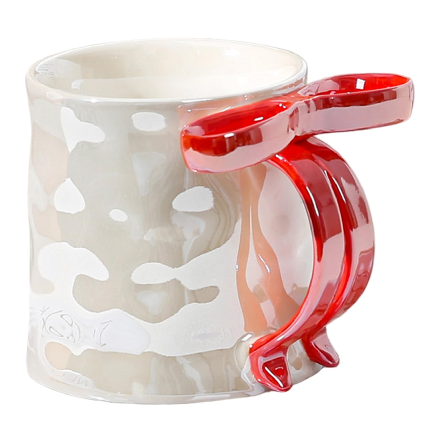 Mug à nœud papillon en céramique nacrée de prestige avec anse travaillée