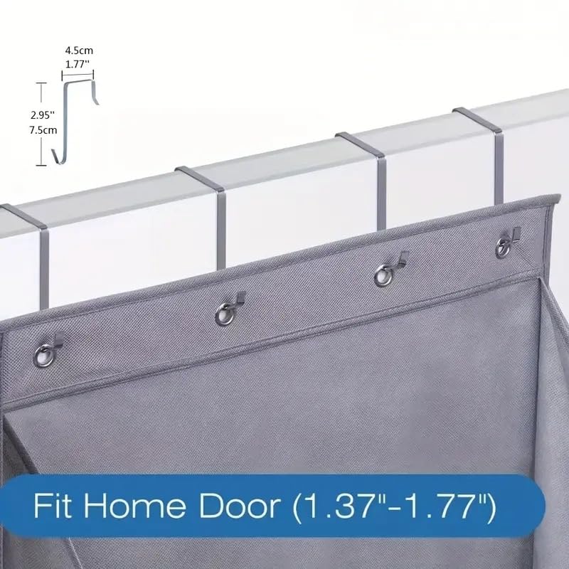 Dhadh Door Shoe Rack with Deep Pockets for 12 Pairs of Shoe Organizer Over the Door Hanger for Closet and Dorm Narrow Storage, Grey,Pack of 1 Piece 2