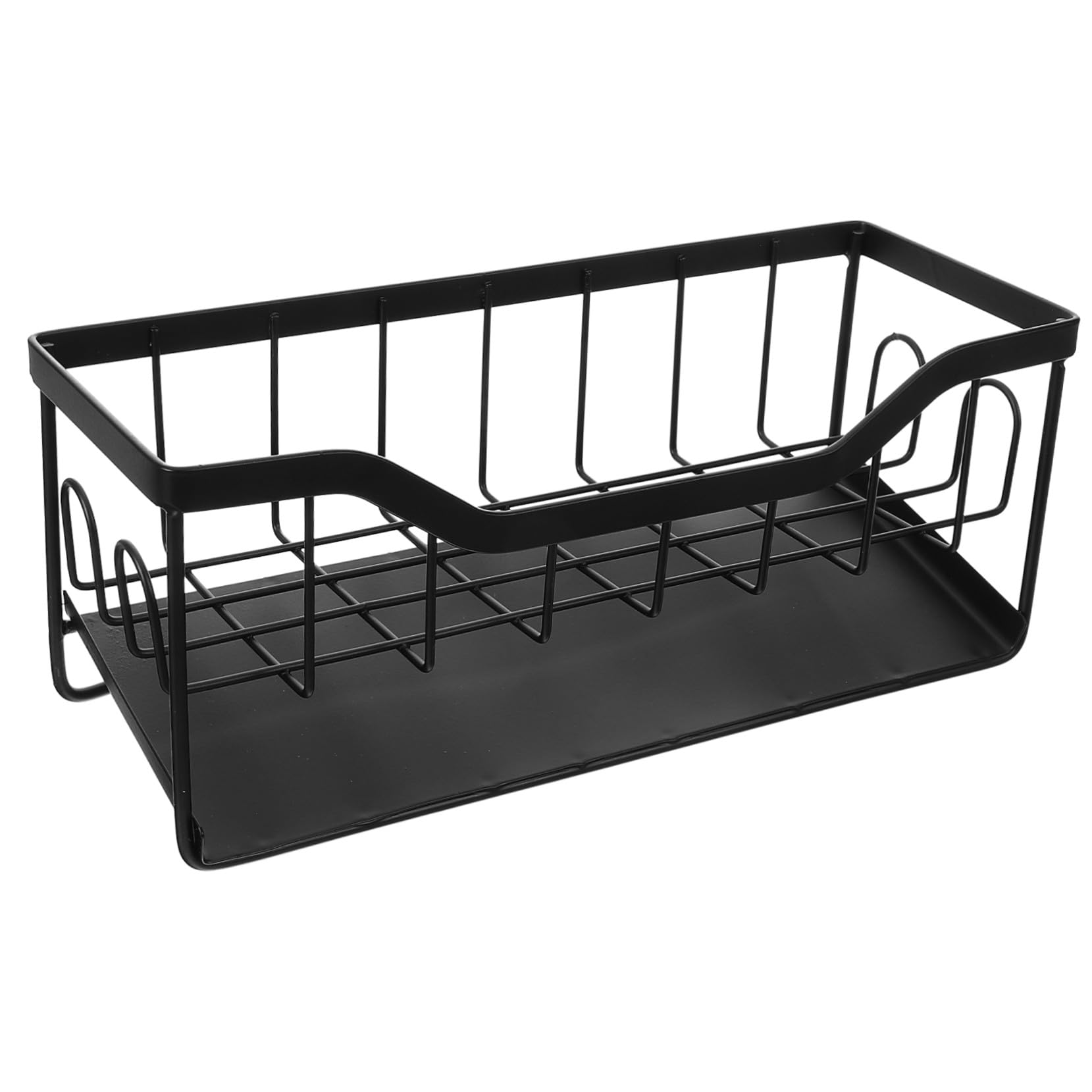 BESTYASH Küchen Spülbecken Organizer mit Abtropfschale Schwammhalter mit Automatischer Ablaufwanne Multifunktionales Ablagerack für Saubere und Ordentliche Spüle Schwarzes Design