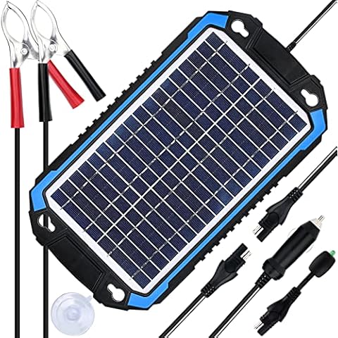 SUNER POWER 12V Solar Car Battery Charger & Maintainer, 6W Waterproof Solar Trickle Charger, Portable Solar Charger, High Efficiency Solar Panel Kit for Deep Cycle Marine RV Trailer Boat Cover