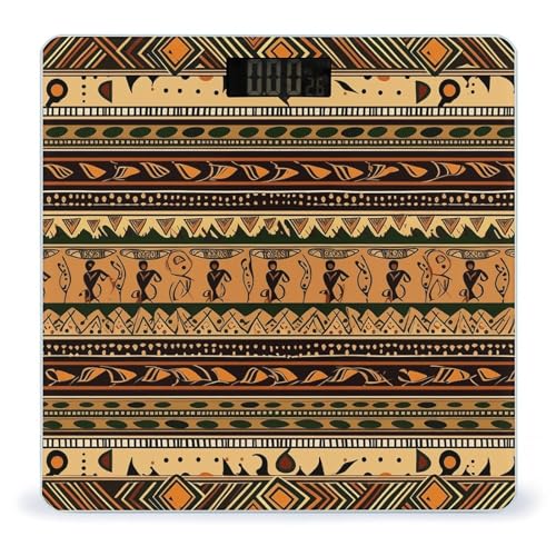 Báscula digital de baño con diseño africano y vidrio templado miniatura 1