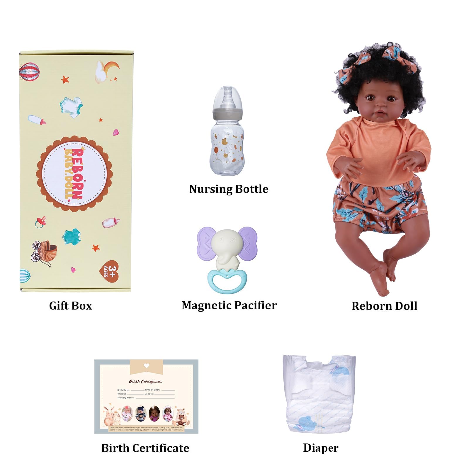 JIZHI Realistische Reborn Babypop Zwarte Meisjes 20 Inch Afrikaanse Babypoppen Levensechte Pasgeboren Zachte Stoffen Lichaam Karamelkleurige Huid Open Ogen