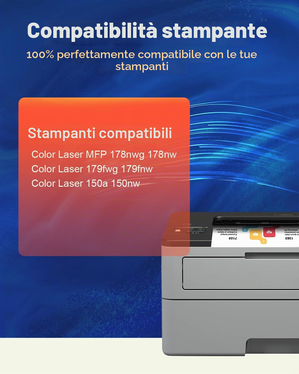 117A Toner Compatibile per HP 117A W2070a Toner per HP Color laser 150nw Color Laser MFP 179fnw 178nw 179fwg 150nw 150a 178nwg, W2070a W2071a W2072a W2073a , 4-Pack