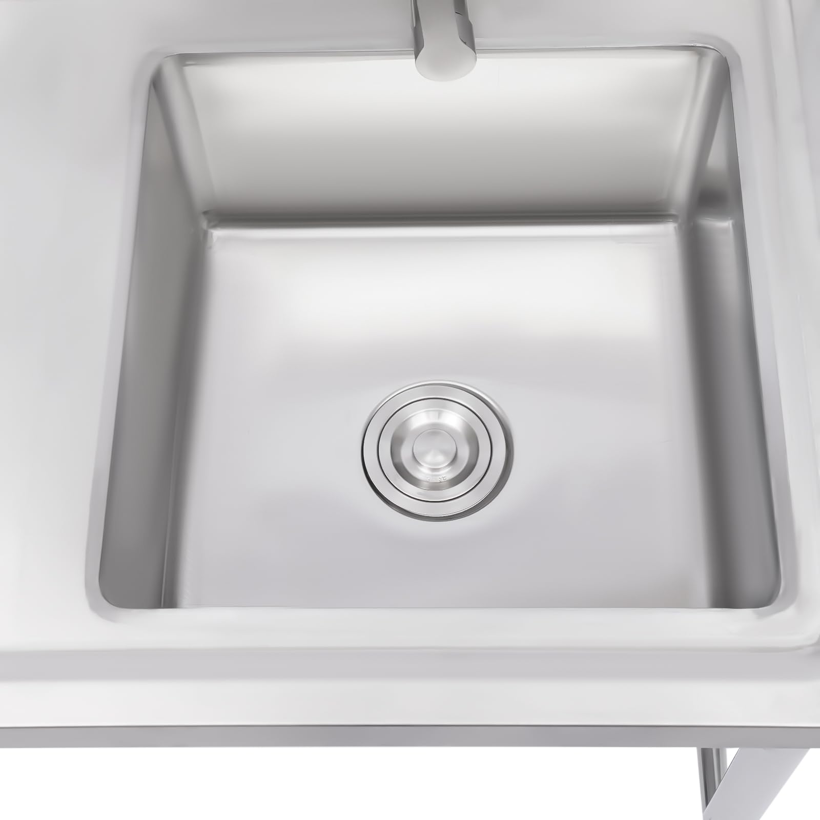 Küchenspüle, Freistehende Edelstahl Spültisch Gastro 1 Becken, Edelstahlspüle, Gewerbliche Spülbecken mit Wasserhahn Kalt und Warmwasserschläuchen für Waschküche, Bauernhaus
