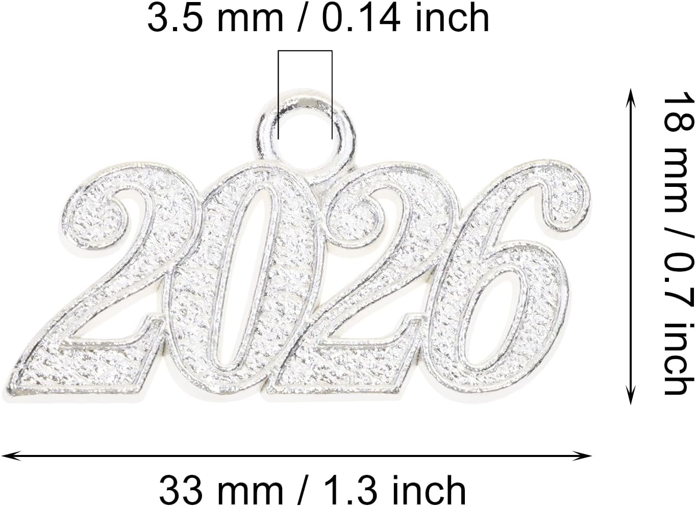 Tupalizy 33x18mm Alloy 2026 Year Charms Graduation Decor 2026 Signet Charms Pendant for Tassel Keychains Bracelets Necklaces Earring Jewelry Making Accessory DIY Crafts Wedding Party Supplies, 10PCS - Image 2