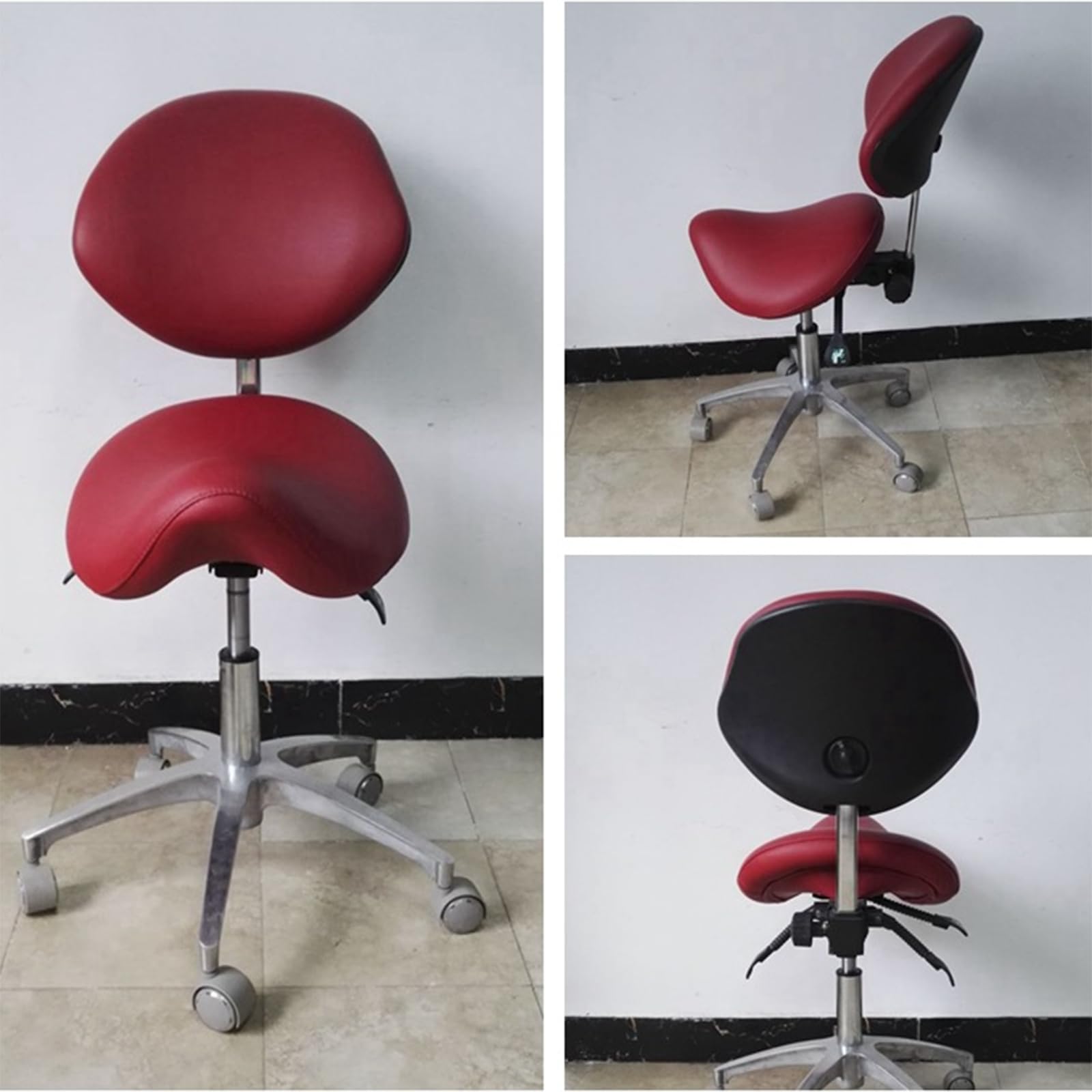 Chaise selle ergonomique avec dossier - Tabouret pivotant à 360° pour esthéticiennes, hygiénistes dentaires et professionnels de la santé - Tabouret selle confortable pour une mobilité optim