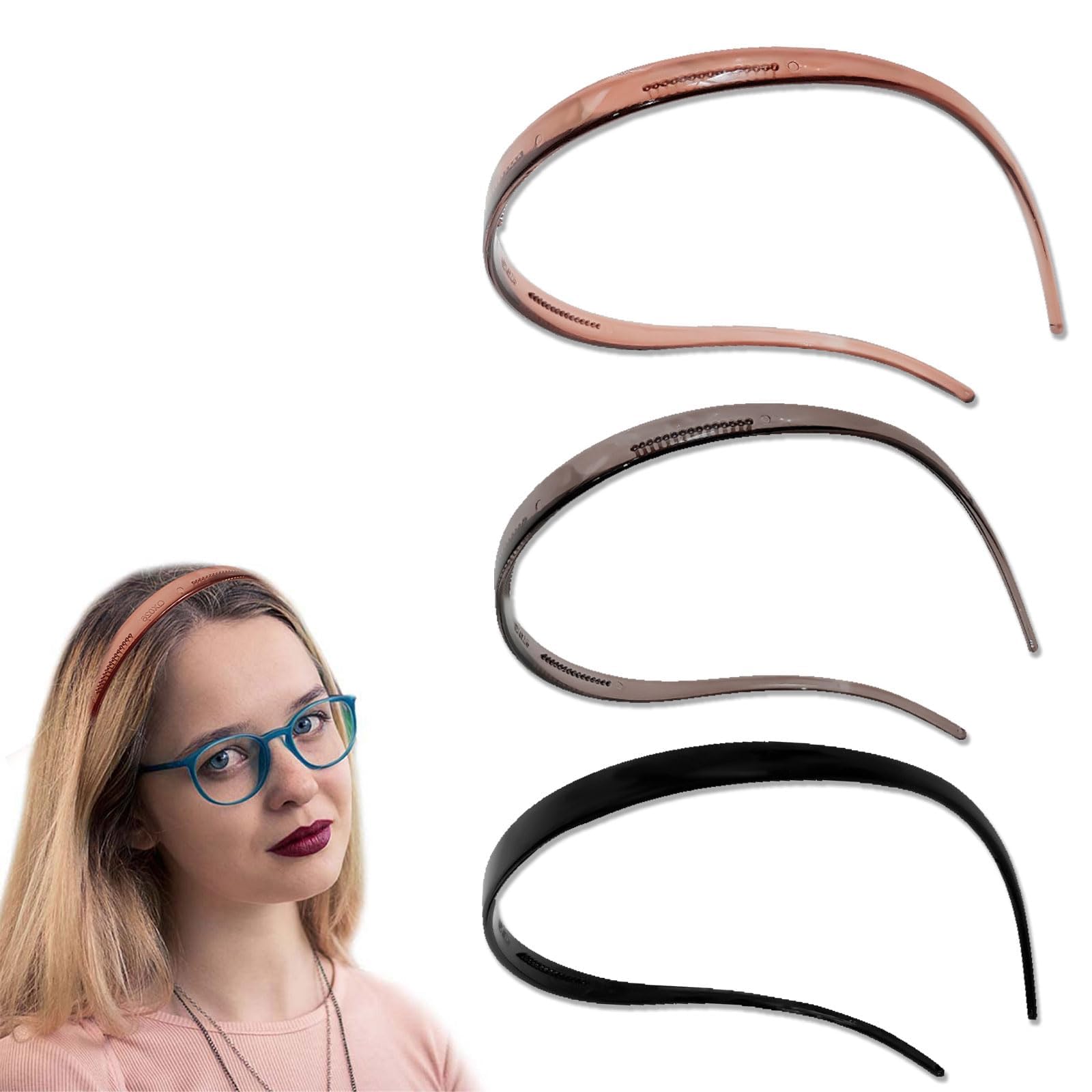 View 1 of 3 Piece No Print Headbands for Eyewear & Sunglasses - Plastic Headbands in Black, Grey, Brown