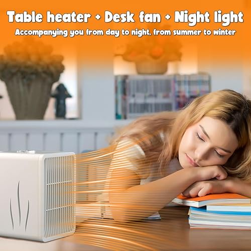 Miniatura 6 de Calentador de espacio portátil para interiores, calentador de mesa eléctrico de calor instantáneo, viento natural de verano, viento caliente de
