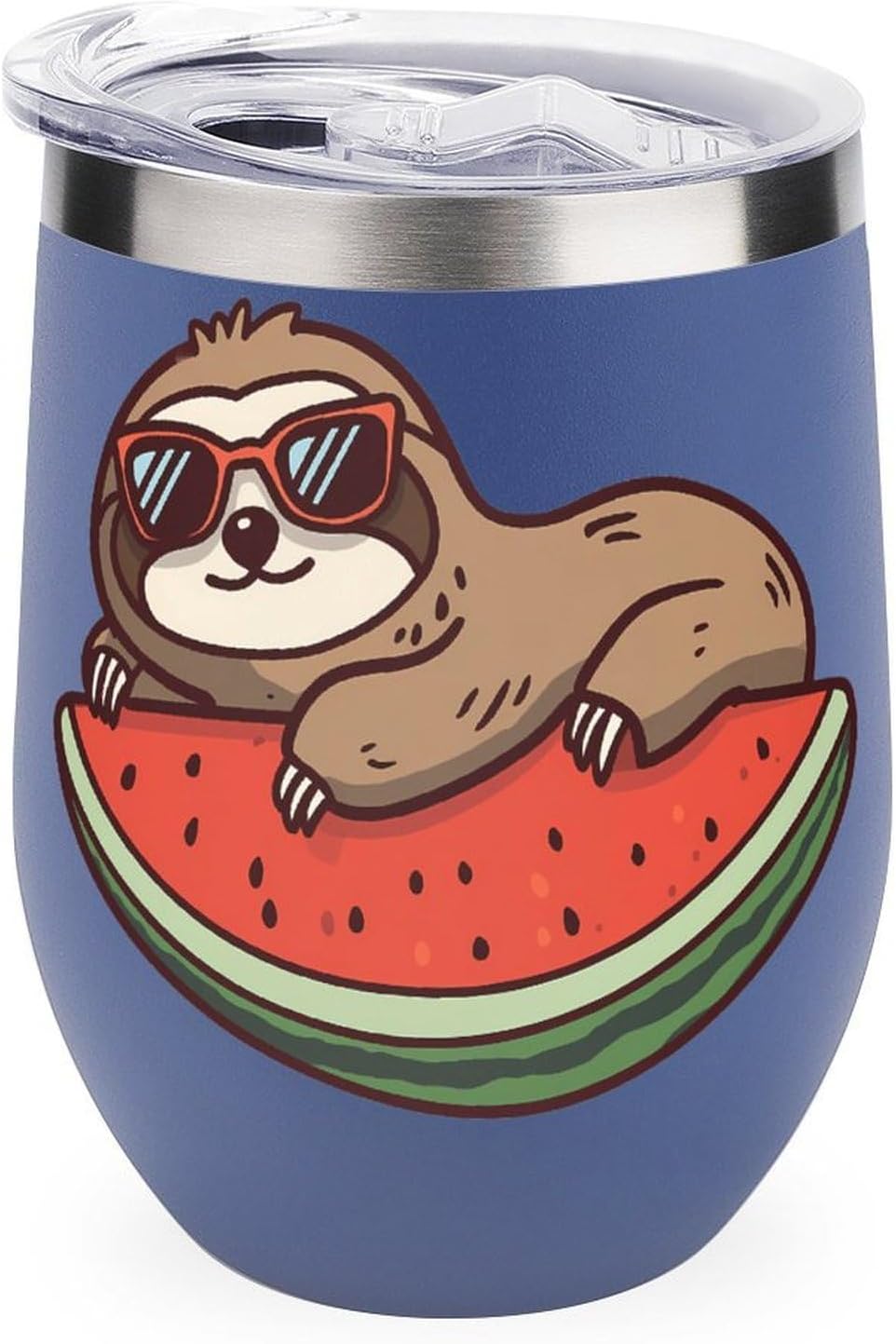 Sloth Sunglasses Watermelon Insulated Drinking Cup Stainless Steel Coffee Mug Wine Tumbler with Lid 12OZ