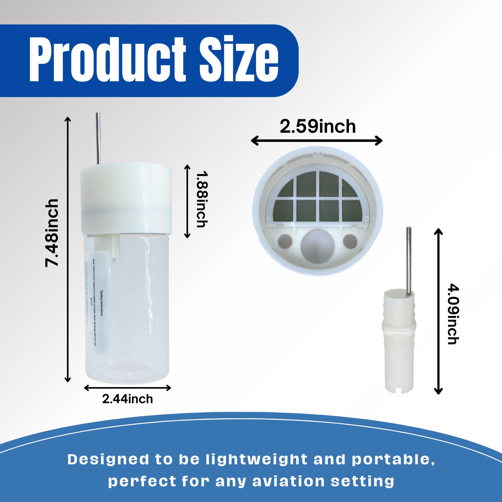 Aviation Fuel Testing Jar for Fuel Sump Aviation, Fuel Pressure Tester, The Octane Tester is Used to Separate Water and impurities and Recover Fuel (Clear)