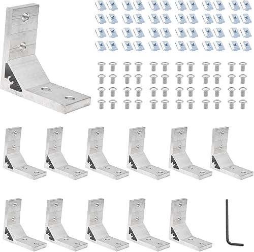 Miniatura 9 de SeekLiny 2020 - Conector de esquina con soporte de ángel de 3 vías, accesorios de extrusión de aluminio 2020, ranura en T, ranurado en V con