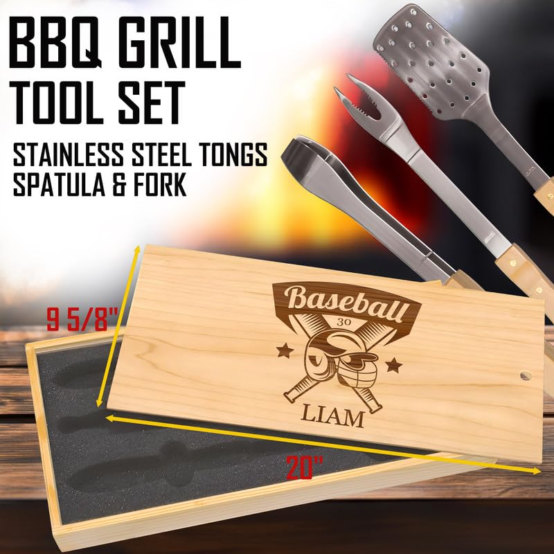Set de Parrilla con Soporte de Béisbol y Caja de Madera miniatura 2