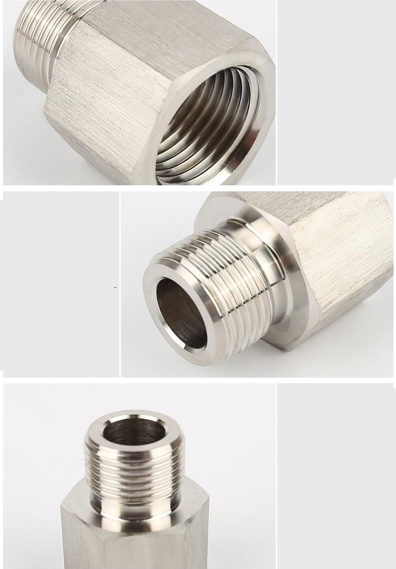 Raccordo In Acciaio Inox 304 Per Tubi Alta Pressione - Filettatura BSP Femmina M10x1 A Maschio M8x1.25 - Foto 3
