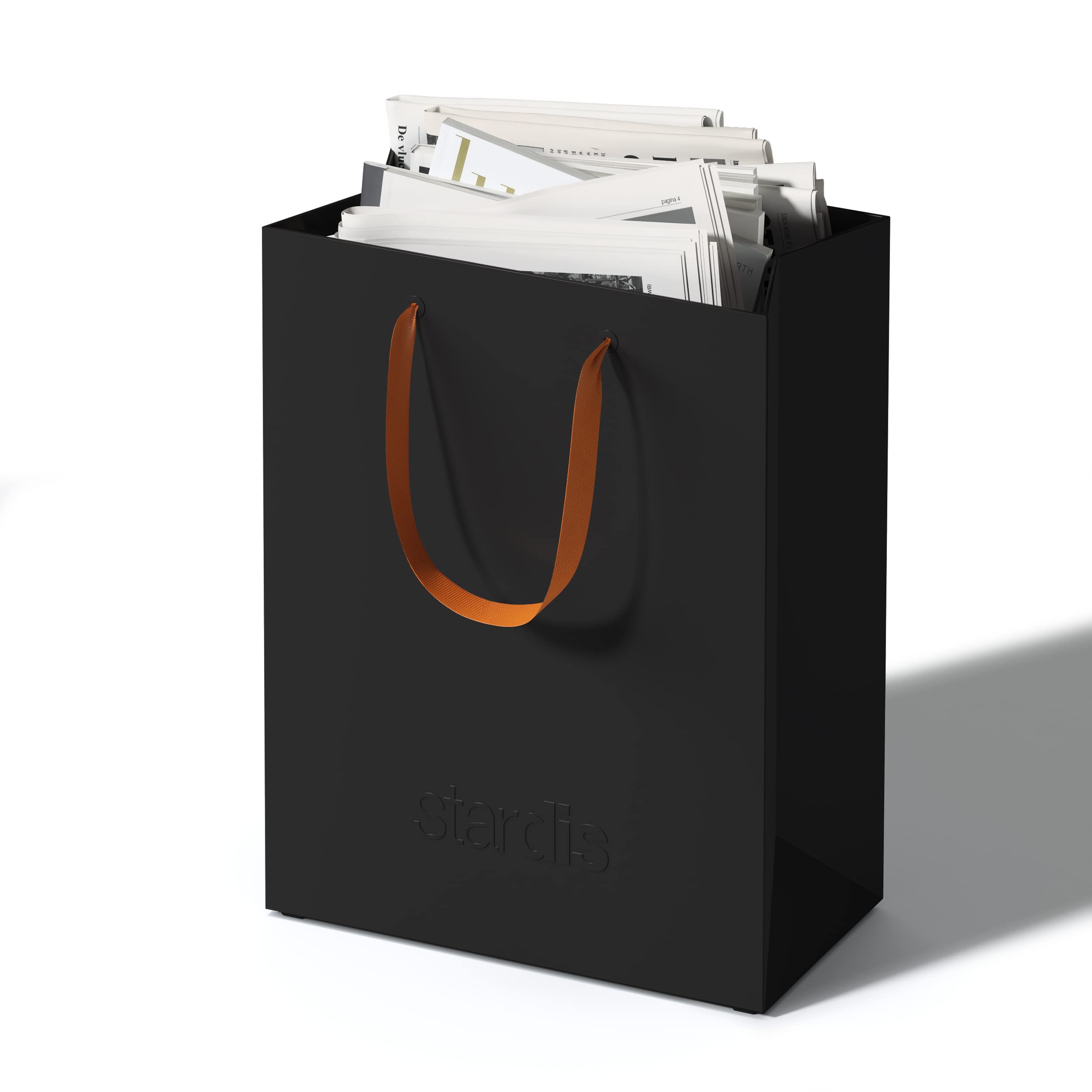 binbox Design Papierkorb eckig stylischer Papiereimer mit Tragegriffen für Büro Office Kunststoff Mülleimer Abfalleimer Müllkorb, schwarz