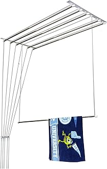 Deluxe Heavy Duty Stainless Steel Ceiling Hanger/Ceiling Cloth Drying Stand (6 Pipe X 3 Feet) with Uv Protected Nylon Ropes Rust Proof Individual Drop Down (Nri 3 Feet 011) - 91X5X5 Cm