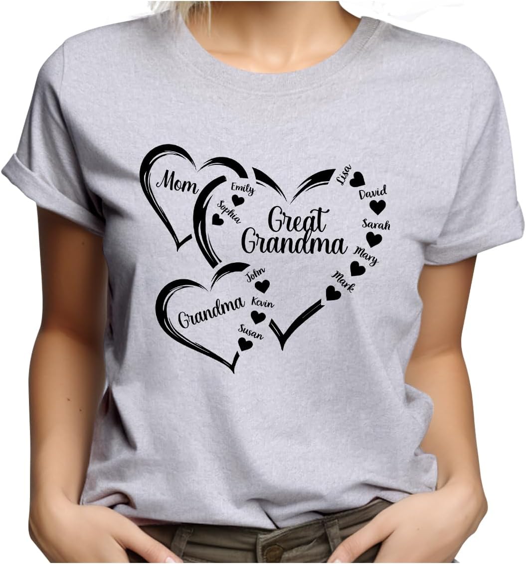 PT15 Personalized Great Grandma Heart Sweatshirt, Mom, Great Grandma and Grandkids Heart Christmas - Image 2