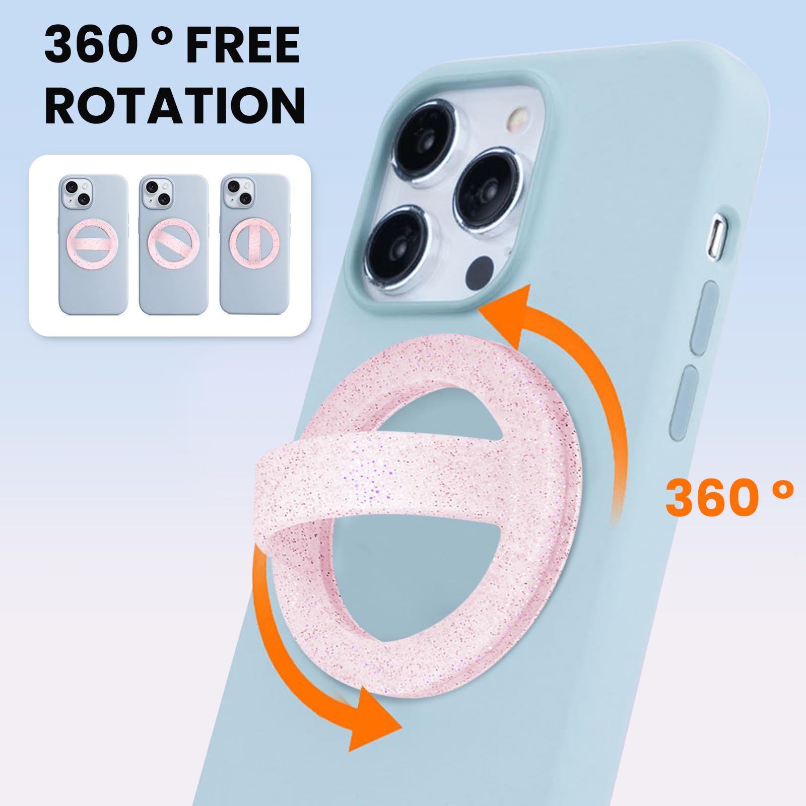 STEZHOU Soporte magnético de silicona para teléfono, soporte magnético para teléfono, agarre magnético para teléfono, agarre Magsafe para teléfono, compatible con Magsafe para iPhone 16/15/14/13/12