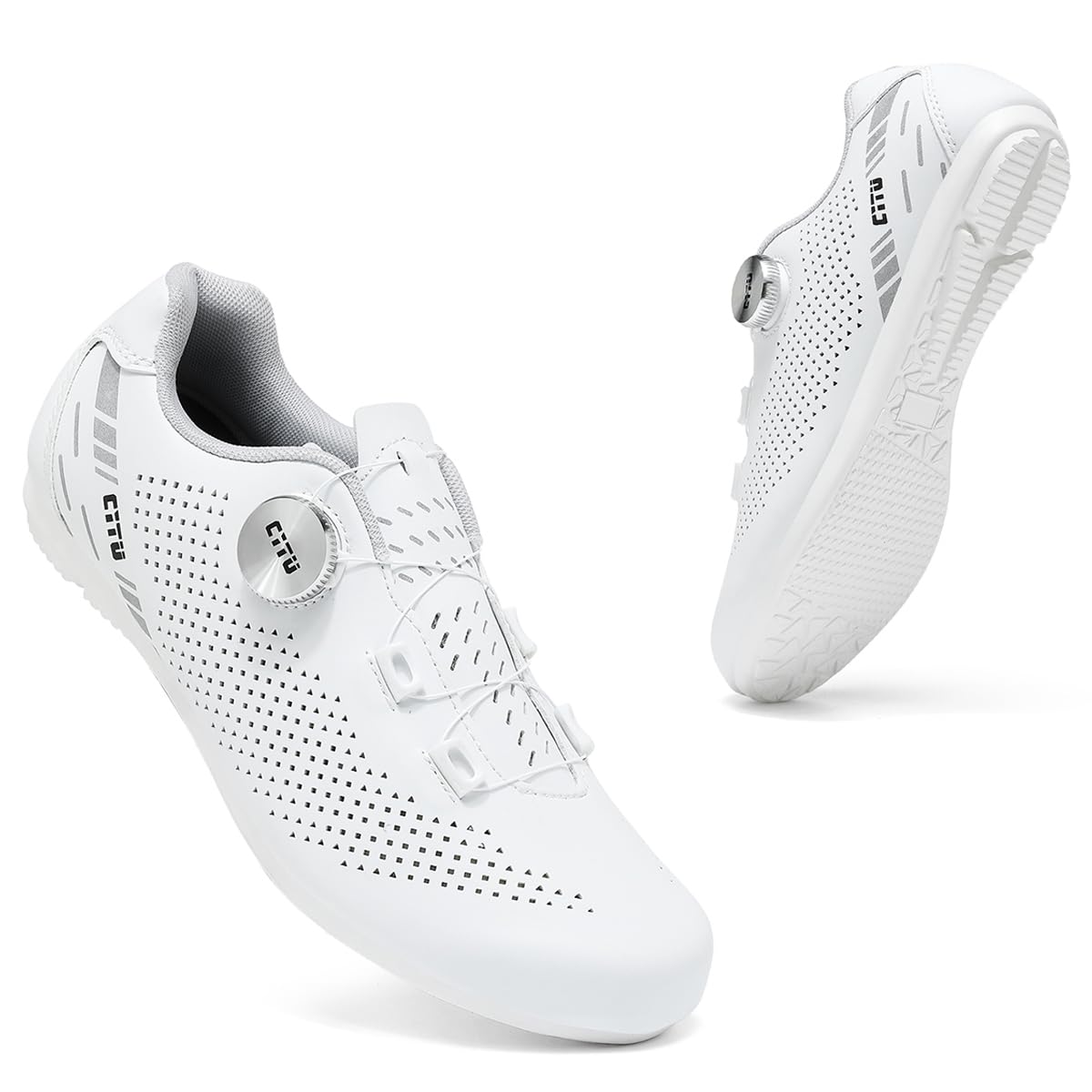 Scarpe Ciclismo Senza Attacchi Uomo, Antiscivolo Scarpe da Strada e Mountain Bike Nessun Tacchetto con Sistema di Lacci A Rotazione Rapida