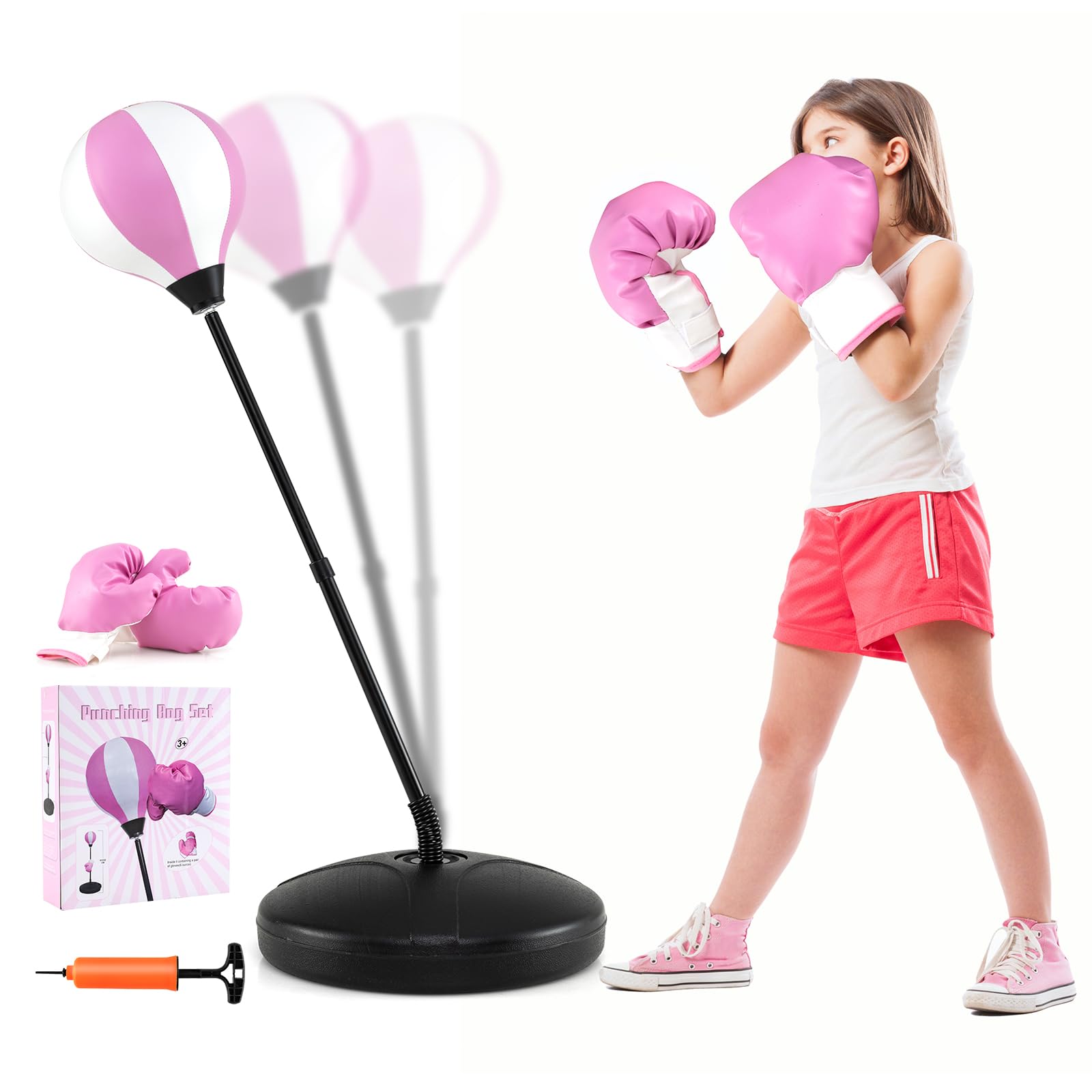 COSTWAY Punchingball 81-123cm Rot Boxset für Kinder