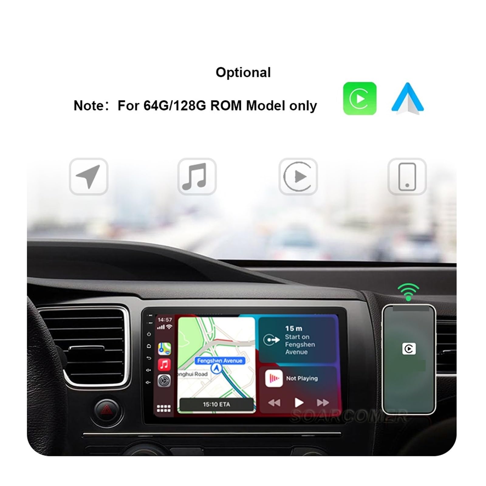 Navigatore Satellitare Monitor del Veicolo for Auto Schermo di Navigazione Multimediale for Autoradio(2G 32G Cam DVR)